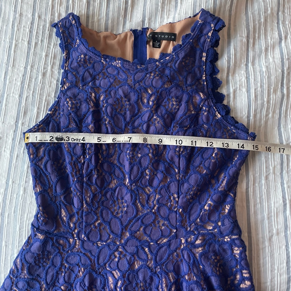 City Studio Royal Blue Lace Skater dress Size 9 - Picture 10 of 11